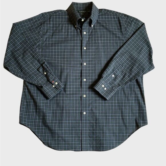 Lauren Ralph Lauren Classic Fit Button Down Shirt Men's Sz 17.5 34/35 Green Blue - Picture 12 of 15